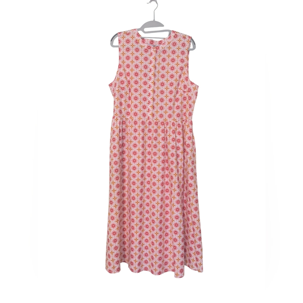 🌸 NEW Croft & Barrow Pink and Yellow Geo-Print Sleeveless Maxi Dress